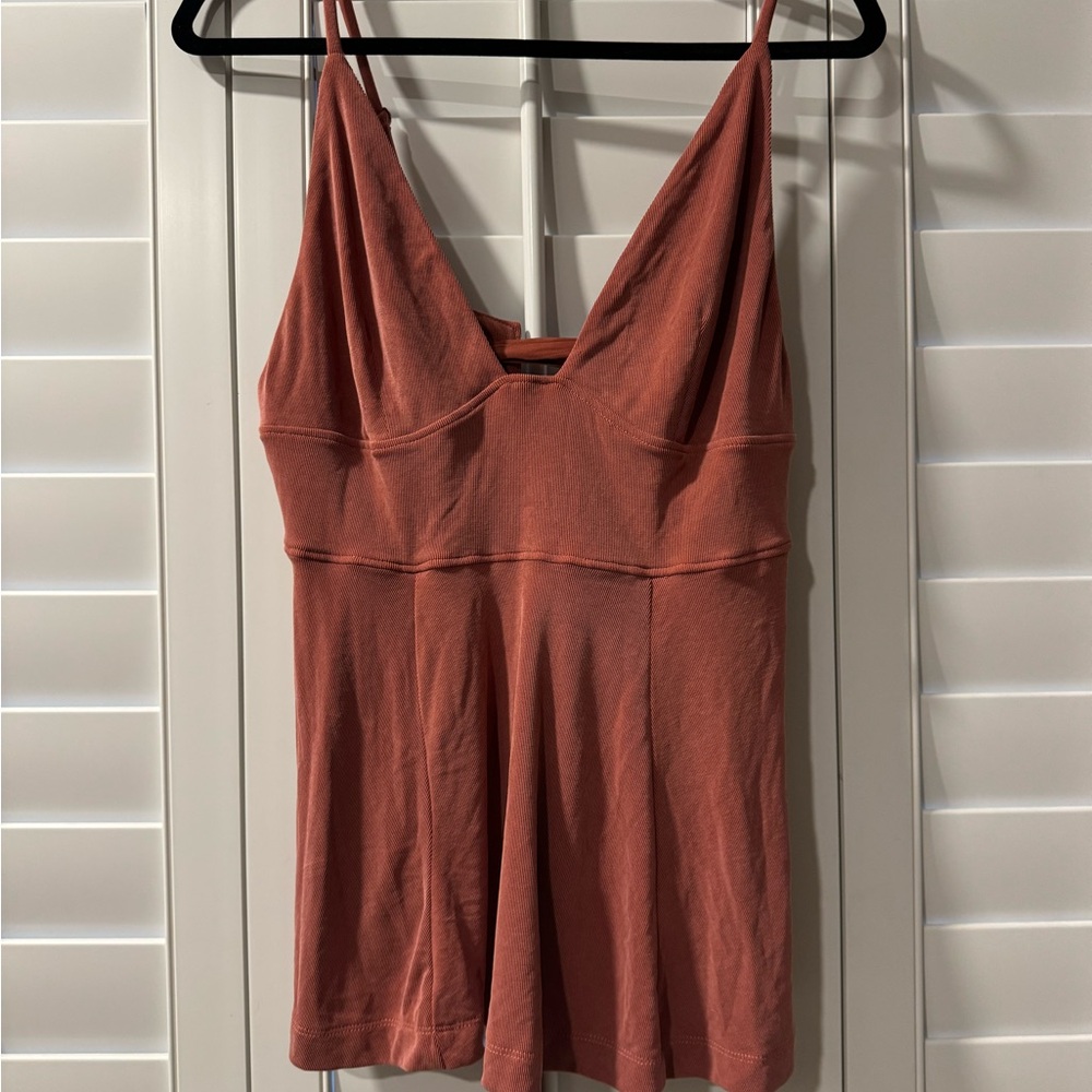 Free People Terra Cotta Tie-back Blouse